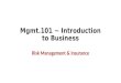 Mgmt.101 ~ Introduction to Business Risk Management & Insurance
