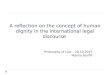 A reflection on the concept of human dignity in the international legal discourse Philosophy of Law – 20.10.2015 Marina Bonfili