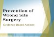 Prevention of Wrong Site Surgery Evidence Based Actions