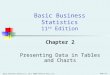 Basic Business Statistics, 11e © 2009 Prentice-Hall, Inc. Chap 2-1 Chapter 2 Presenting Data in Tables and Charts Basic Business Statistics 11 th Edition