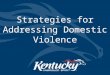Strategies for Addressing Domestic Violence. Define Domestic Violence Establish the Dynamics of Domestic Violence Challenges of Escaping Domestic Violence