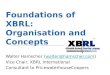 ® Foundations of XBRL: Organisation and Concepts Walter Hamscher (walter@hamscher.com)walter@hamscher.com Vice Chair, XBRL International Consultant to
