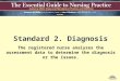 Standard 2. Diagnosis The registered nurse analyzes the assessment data to determine the diagnosis or the issues
