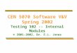 CEN 5070 Software V&V Spring 2002 Testing 102 -- Internal Modules © 2001-2002, Dr. E.L. Jones