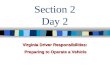 Section 2 Day 2 Virginia Driver Responsibilities: Preparing to Operate a Vehicle