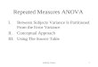 Anthony Greene1 Repeated Measures ANOVA I.Between Subjects Variance Is Partitioned From the Error Variance II.Conceptual Approach III.Using The Source