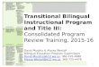 Transitional Bilingual Instructional Program and Title III: Consolidated Program Review Training, 2015-16 David Murphy & Alyssa Westall Bilingual Education