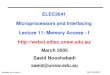 ELEC2041 lec-11-mem-I.1 Saeid Nooshabadi ELEC2041 Microprocessors and Interfacing Lecture 11: Memory Access - I  March 2005