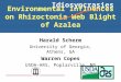 Environmental Influences on Rhizoctonia Web Blight of Azalea Harald Scherm University of Georgia, Athens, GA Warren Copes USDA-ARS, Poplarville, MS Idiosyncrasies