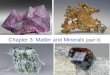 Chapter 3: Matter and Minerals (part II). Minerals: the building blocks of rocks Definition of a Mineral: naturally occurring inorganic solid characteristic