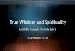True Wisdom and Spirituality Available through the Holy Spirit 1 Corinthians 2:6-16