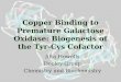 Copper Binding to Premature Galactose Oxidase: Biogenesis of the Tyr-Cys Cofactor Alta Howells Dooley Group Chemistry and Biochemistry