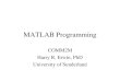 MATLAB Programming COMM2M Harry R. Erwin, PhD University of Sunderland