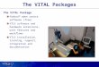 Visionary Technology in Library Solutions The VITAL Packages The VITAL Package Fedora ™ open source software (free) VTLS software and hardware extensions,