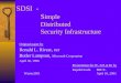 SDSI - S imple Distributed Security Infrastructure Original paper by Ronald L. Rivest, MIT Butler Lampson, Microsoft Corporation April 30, 1996 Presentation