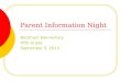 Parent Information Night Beckham Elementary Fifth Grade September 5, 2013