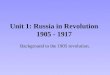 Unit 1: Russia in Revolution 1905 - 1917 Background to the 1905 revolution