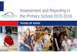 Assessment and Reporting in the Primary School 2015-2016 Thursday 8th October