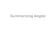 Summarizing Angles. Angles in a triangle For any triangle, a b c a + b + c = 180°
