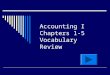 Accounting I Chapters 1-5 Vocabulary Review. The amount in an account