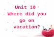 Unit 10 Where did you go on vacation?. stayed at home Where did they go? went to New York City