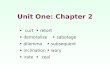 Unit One: Chapter 2 curt retort demoralize sabotage dilemma subsequent inclination wary iratezeal