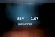 SEM I 1.07 Sponsorships. Define Sponsorship Sponsorship: underwriting an event for the purpose of gaining a positive association for a brand with the