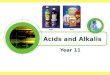 Acids and Alkalis Year 11. CONTENTS Acidity and alkalinity Indicators pH Acids General methods for making salts Making salts from metal oxides Making