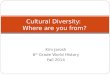 Kim Jarosh 6 th Grade World History Fall 2014 Cultural Diversity: Where are you from?