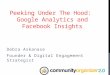 Peeking Under The Hood: Google Analytics and Facebook Insights Debra Askanase Founder & Digital Engagement Strategist