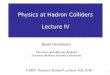 1 Physics at Hadron Colliders Lecture IV CERN, Summer Student Lectures, July 2010 Beate Heinemann University of California, Berkeley Lawrence Berkeley
