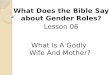 What Is A Godly Wife And Mother? What Does the Bible Say about Gender Roles? Lesson 06