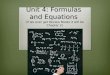 Unit 4: Formulas and Equations (If we ever get Review Books it will be Chapter 2)