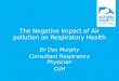 The Negative Impact of Air pollution on Respiratory Health Dr Des Murphy Consultant Respiratory Physician CUH