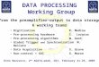 DATA PROCESSING Working Group Digitisation P. Medina Pre-processing hardware I. Lazarus Pre-processing algorithms W. Gast Global Trigger and SynchronisationM