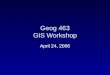 Geog 463 GIS Workshop April 24, 2006. Outlines System requirement as scope statement Project management techniques –Work Breakdown Structure –Critical