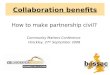 Collaboration benefits How to make partnership civil? Community Matters Conference Hinckley, 27 th September 2008