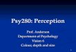1 Psy280: Perception Prof. Anderson Department of Psychology Vision 6 Colour, depth and size