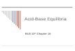 Acid-Base Equilibria BLB 10 th Chapter 16. Examples of acids & bases
