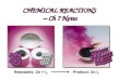 CHEMICAL REACTIONS – Ch 7 Notes Reactants: Zn + I 2 Product: Zn I 2