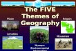 The FIVE Themes of Geography Region Movement Human-Environmental Interaction Location Place