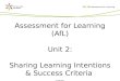© PMB 2007 Assessment for Learning (AfL) Unit 2: Sharing Learning Intentions & Success Criteria