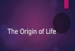 The Origin of Life. Last Class  Got to know each other a little better  Reviewed Lab Safety  Introduced Biology  Reviewed the Scientific Method