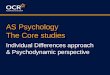 AS Psychology The Core studies Individual Differences approach & Psychodynamic perspective