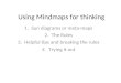 Using Mindmaps for thinking 1.Sun diagrams or meta-maps 2.The Rules 3.Helpful tips and breaking the rules 4.Trying it out