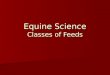 Equine Science Classes of Feeds. Classes of Feeds Roughages Roughages Concentrates Concentrates Supplements Supplements