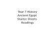 Year 7 History Ancient Egypt Starter Sheets Readings