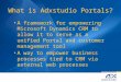 What is Adxstudio Portals? A framework for empowering Microsoft Dynamics CRM to allow it to serve as a unified Portal and customer management tool A way