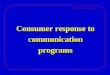 Consumer Behavior Communication programs Consumer response to communication programs