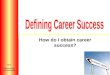 How do I obtain career success? Introduction to Personal Growth HS 2 Introduction to Leadership HS 3